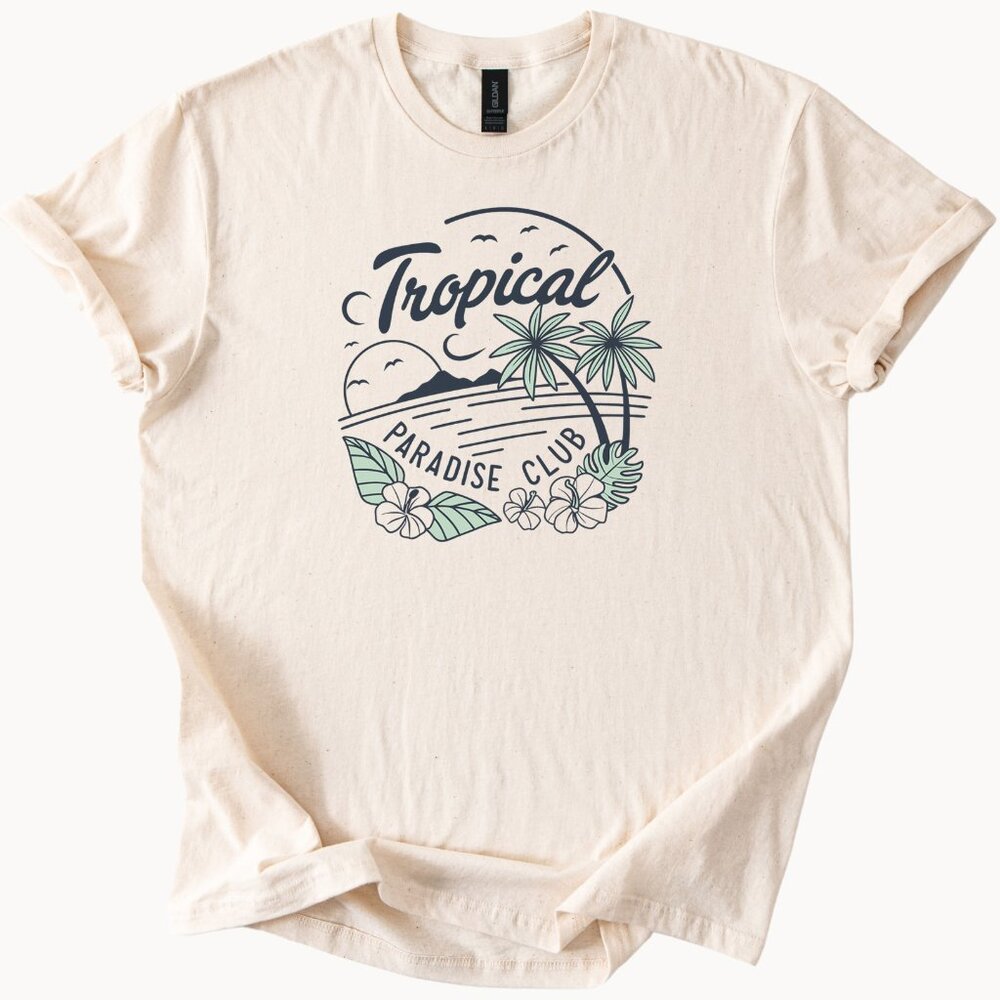 Tropical Island Paradise Club Tee Summer Beach Life Graphic Shirt